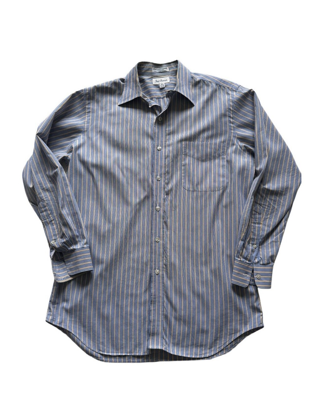 Paul Fredrick Broadcloth Shirt 15-32 Striped Vintage Style USA Made M